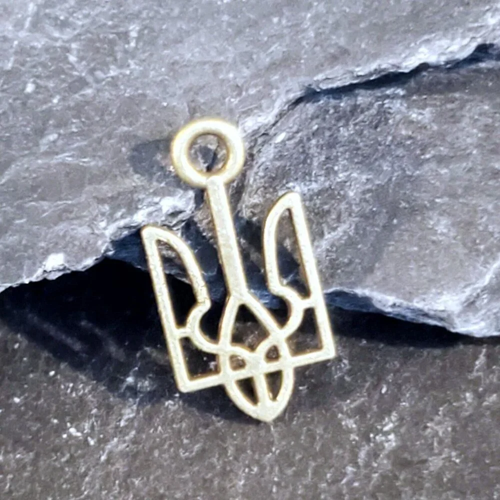 Bronze Ukraine National Emblem Ukrainian Symbol 18x9mm Charms Pendants 10 pcs